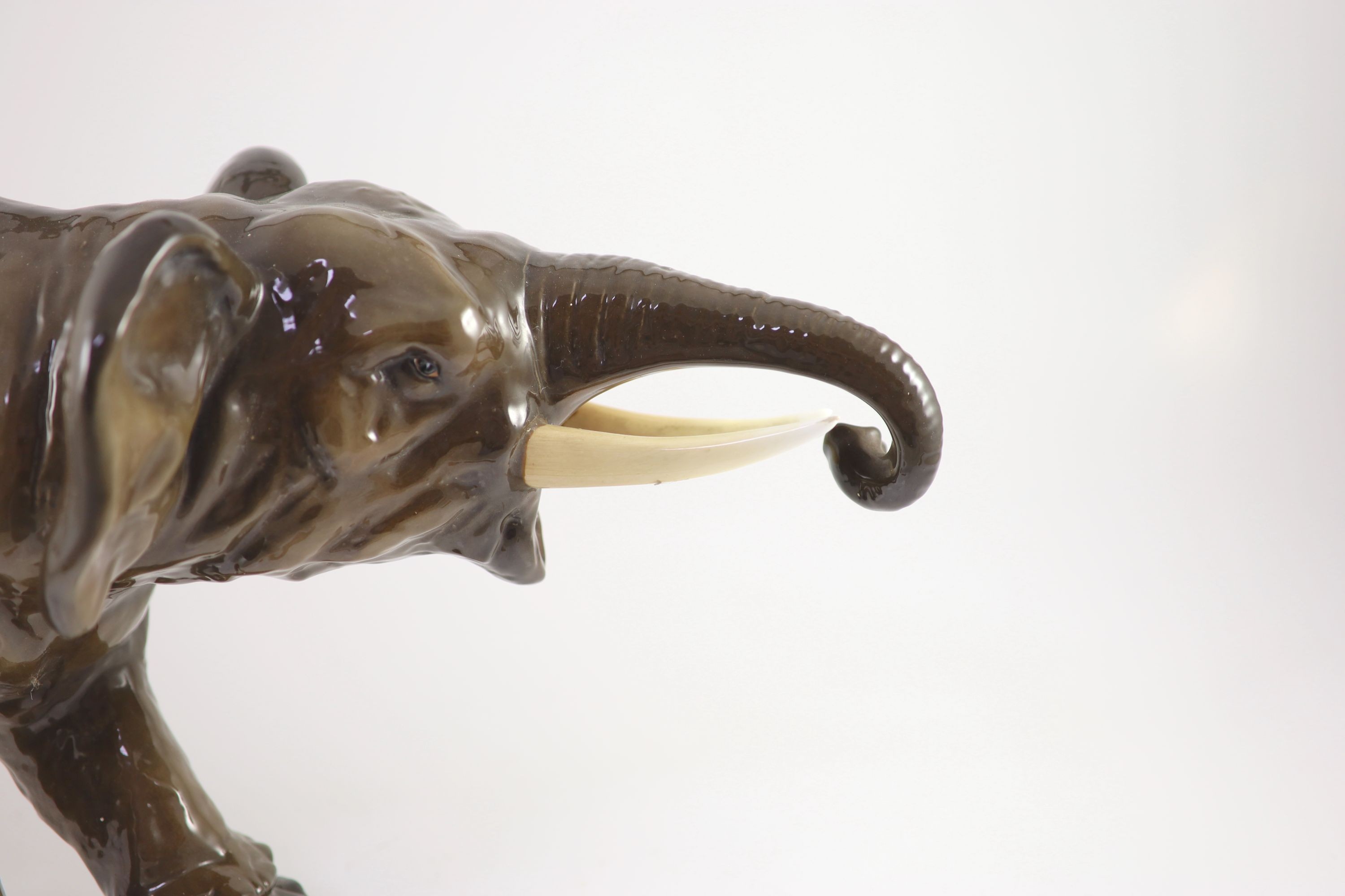 A large Royal Doulton pottery figure of an elephant, HN2640, probably a prototype model, 58 cm long